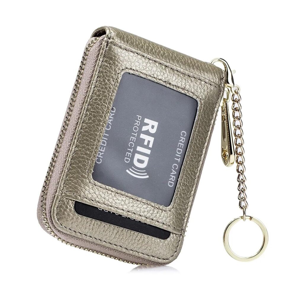 5033 Leather ID Card Case Minimalist Wallet with Key Chain. RFID Blocking